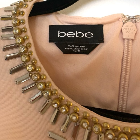 NEW Bebe Bodycon Studded Dress, Peach color - Picture 3 of 4
